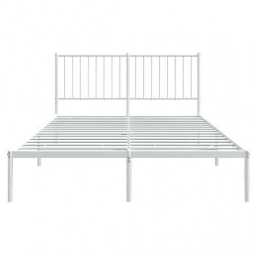 Sengeramme med sengegavl 140x200 cm - metal, hvid