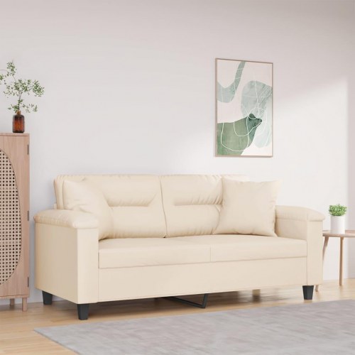 2-personers sofa med puder 140 cm mikrofiberstof beige