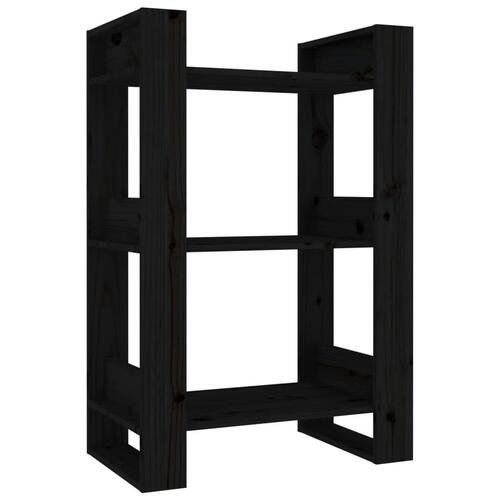 Bogreol/rumdeler 60x35x91 cm massivt fyrretræ sort