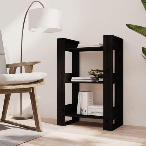 Bogreol/rumdeler 60x35x91 cm massivt fyrretræ sort