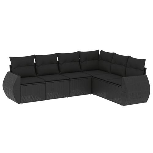 Sofasæt til haven 6 dele med hynder polyrattan sort
