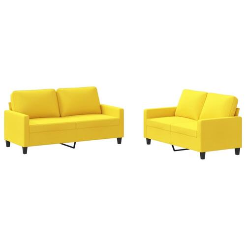 2 personers sofa med hynder stof lysegul