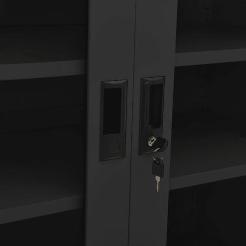 Kontorskab med plantekasse 90x40x128 cm stål antracitgrå