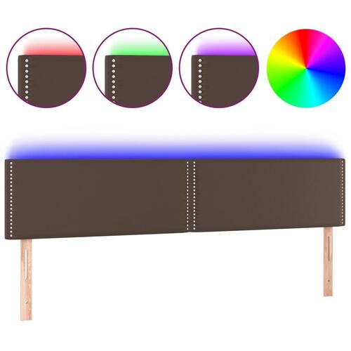 Sengegavl med LED-lys 180x5x78/88 cm kunstlæder brun
