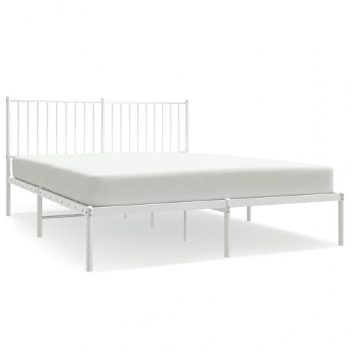 Sengeramme med sengegavl 160x200 cm - metal, hvid