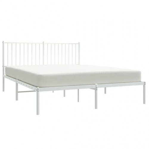 Sengeramme med sengegavl 160x200 cm - metal, hvid