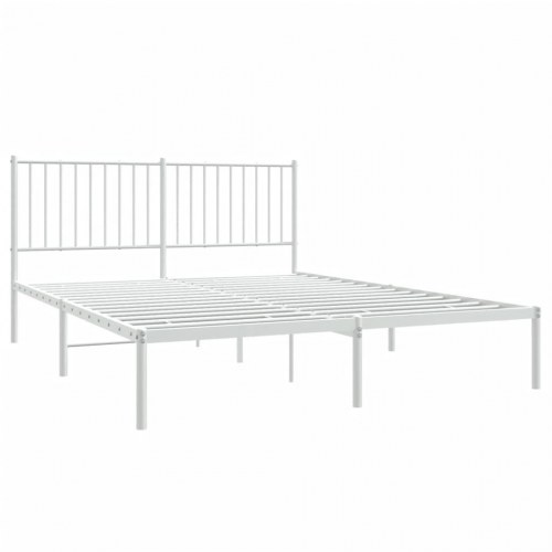 Sengeramme med sengegavl 160x200 cm - metal, hvid