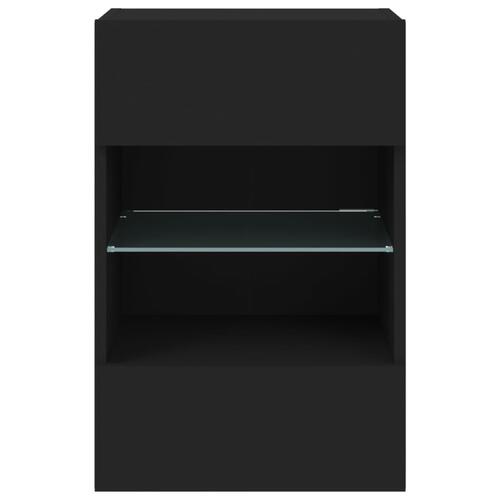 Væghængt tv-bord med LED-lys 40x30x60,5 cm sort