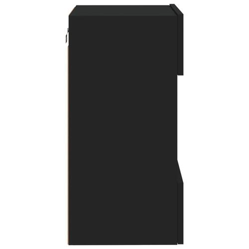 Væghængt tv-bord med LED-lys 40x30x60,5 cm sort