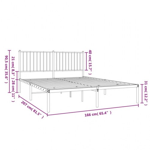 Sengeramme med sengegavl 160x200 cm - metal, hvid