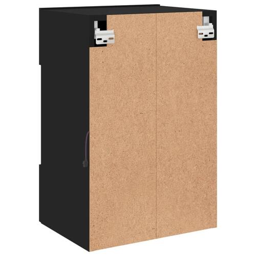 Væghængt tv-bord med LED-lys 40x30x60,5 cm sort