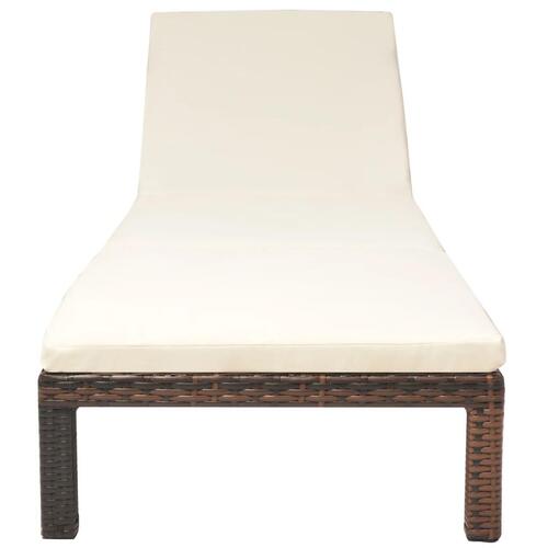 Liggestol med hynde polyrattan brun