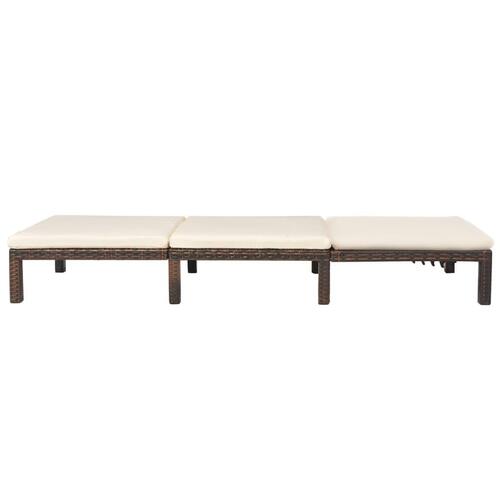 Liggestol med hynde polyrattan brun