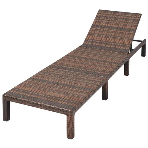 Liggestol med hynde polyrattan brun
