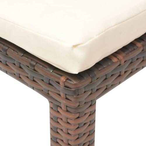 Liggestol med hynde polyrattan brun