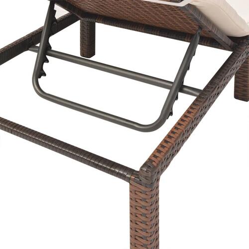 Liggestol med hynde polyrattan brun