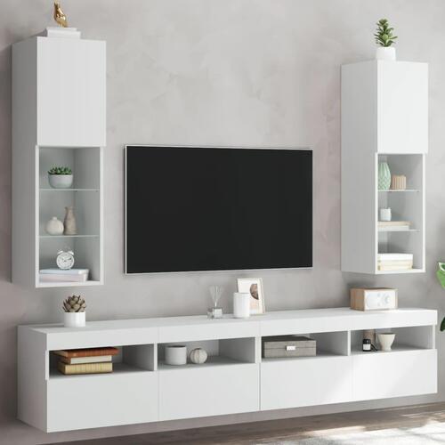 Tv-borde 2 stk. med LED-lys 30,5x30x102 cm hvid