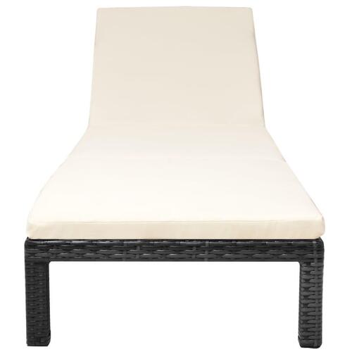 Liggestol med hynde polyrattan sort