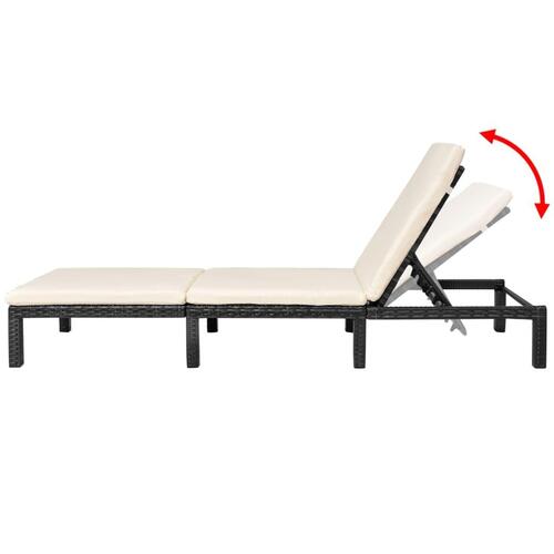 Liggestol med hynde polyrattan sort