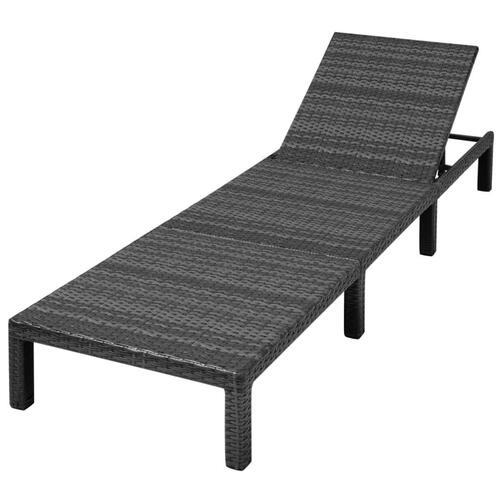 Liggestol med hynde polyrattan sort