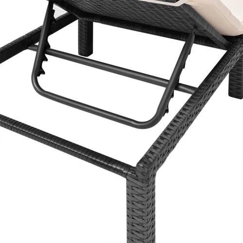 Liggestol med hynde polyrattan sort