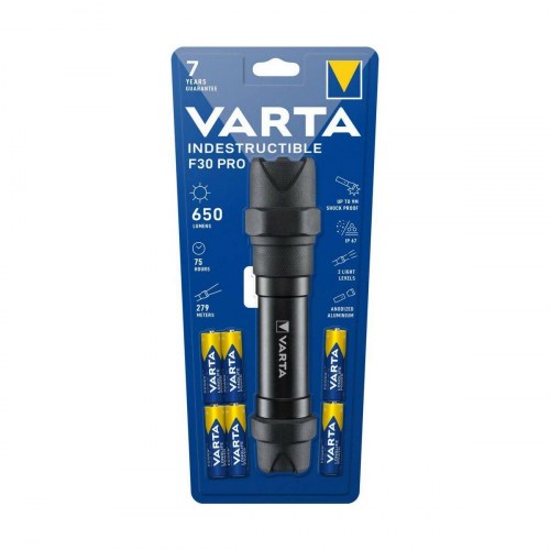 Varta Indestructible F30 Pro LED lommelygte, 650 lm (sort)