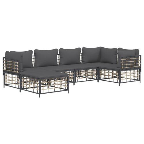 Loungesæt til haven 6 dele med hynder polyrattan antracitgrå