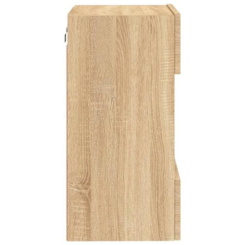 Væghængt tv-bord med LED-lys 40x30x60,5 cm sonoma-eg