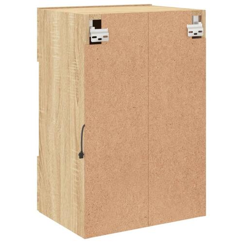 Væghængt tv-bord med LED-lys 40x30x60,5 cm sonoma-eg