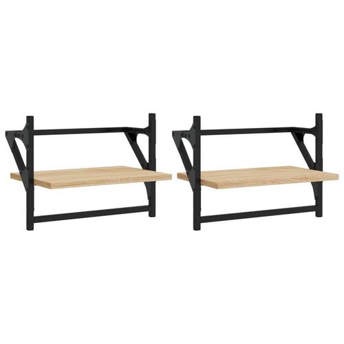Væghylder med stænger 2 stk. 40x25x30 cm sonoma-eg