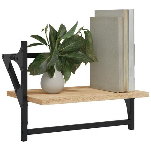 Væghylder med stænger 2 stk. 40x25x30 cm sonoma-eg