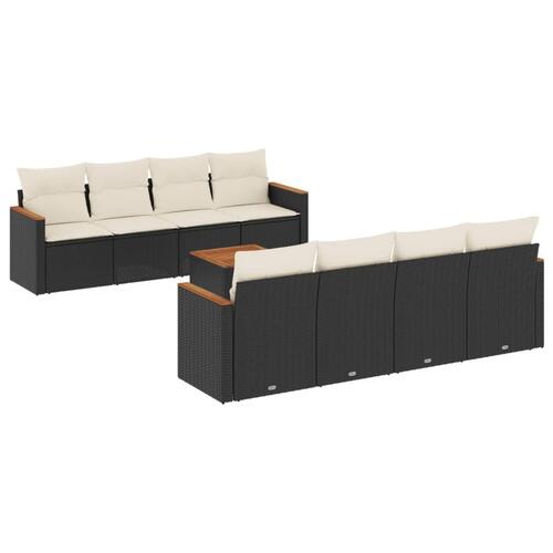 Sofasæt til haven 9 dele med hynder polyrattan sort