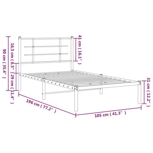 Sengeramme med sengegavl 100x190 cm metal sort