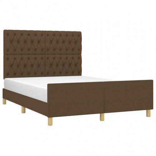 Sengeramme med justerbar sengegavl 140x190 cm - stof, mørkebrun