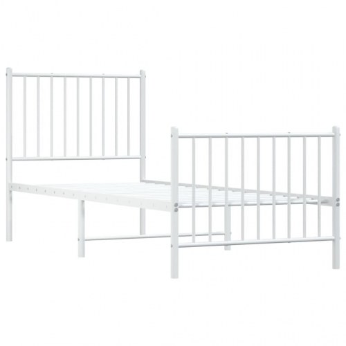 Sengeramme med sengegavl og fodgærde 75x190 cm metal hvid