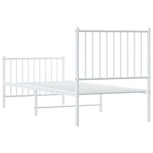 Sengeramme med sengegavl og fodgærde 75x190 cm metal hvid