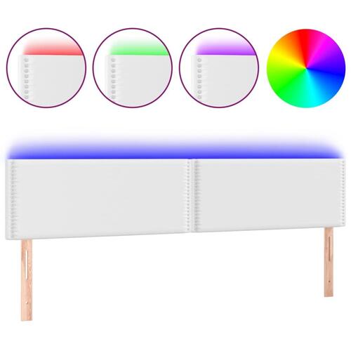 Sengegavl med LED-lys 200x5x78/88 cm kunstlæder hvid