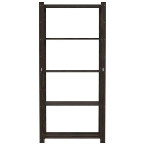 Opbevaringsreol 5 hylder 80x38x170 cm massivt fyrretræ sort
