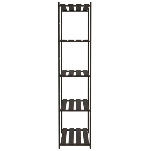 Opbevaringsreol 5 hylder 80x38x170 cm massivt fyrretræ sort