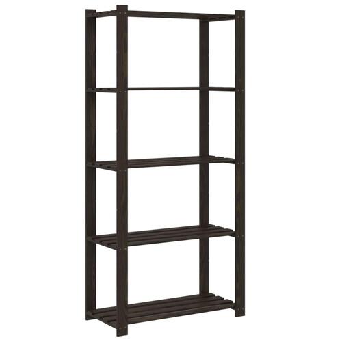 Opbevaringsreol 5 hylder 80x38x170 cm massivt fyrretræ sort