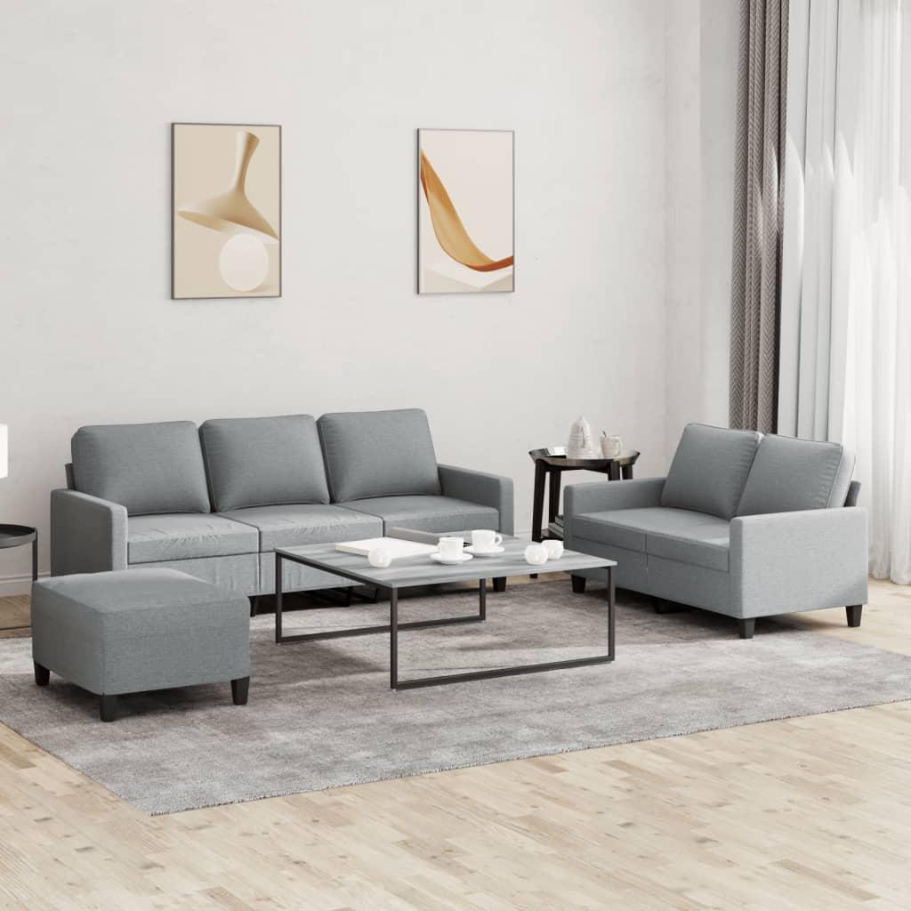 3 personers sofa med hynder stof lysegrå