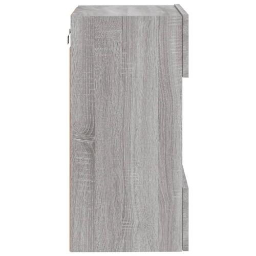 Væghængte tv-borde 2 stk. med LED-lys 40x30x60,5 cm grå sonoma
