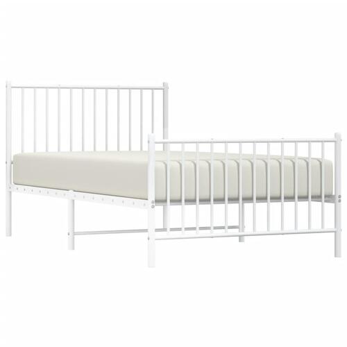 Sengeramme med sengegavl og fodgærde 100x190 cm metal hvid