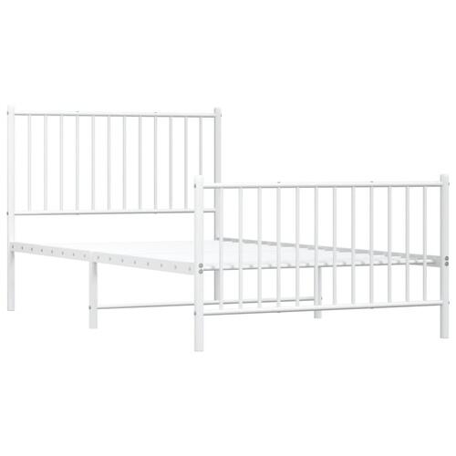 Sengeramme med sengegavl og fodgærde 100x190 cm metal hvid