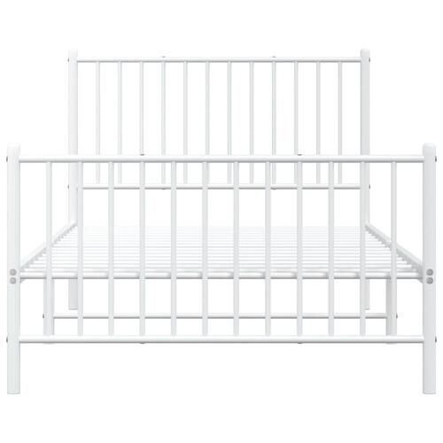 Sengeramme med sengegavl og fodgærde 100x190 cm metal hvid