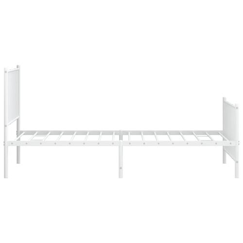 Sengeramme med sengegavl og fodgærde 100x190 cm metal hvid