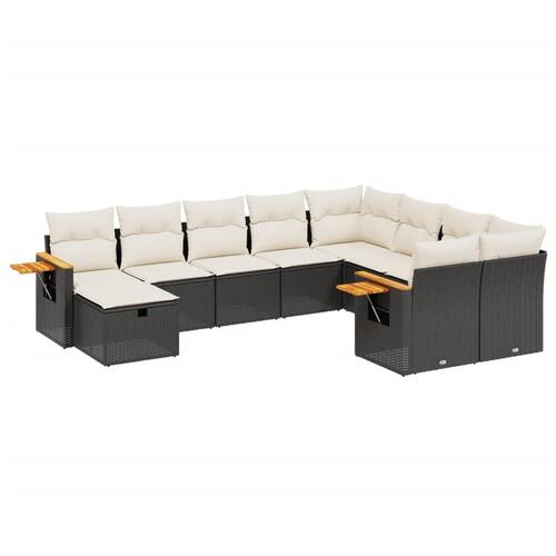 Sofasæt til haven 10 dele med hynder polyrattan sort