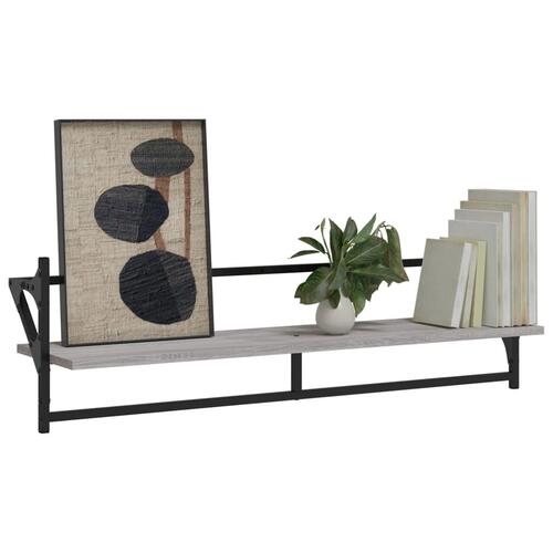Væghylder med stænger 2 stk. 100x25x30 cm grå sonoma-eg