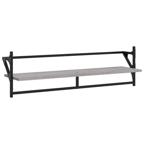 Væghylder med stænger 2 stk. 100x25x30 cm grå sonoma-eg