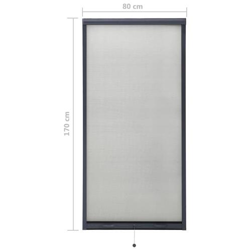 Nedrullelig insektskærm til vinduer 80x170 cm antracitgrå